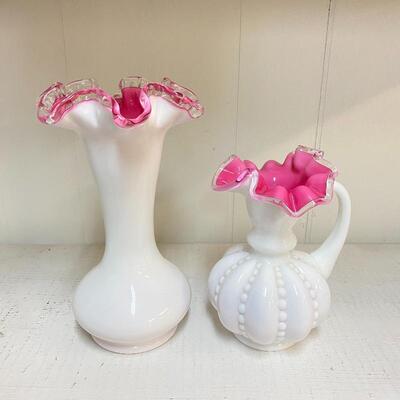 Fenton Peach Crest Jug & Vase