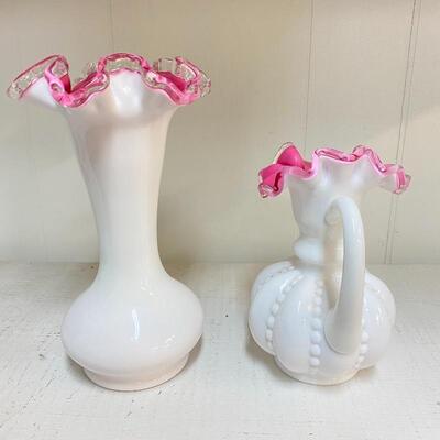Fenton Peach Crest Jug & Vase