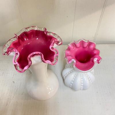 Fenton Peach Crest Jug & Vase