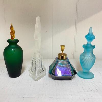 4 Vintage Glass Perfume Bottles