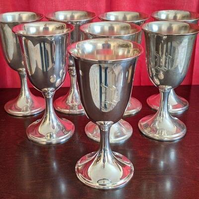 Set of 8 Sterling Silver Goblets S Kirk & Son # 72 Mono 