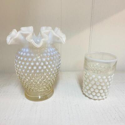 Fenton Hobnail Vase & Juice Cup
