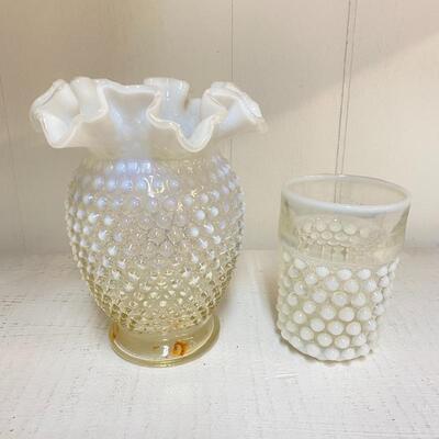 Fenton Hobnail Vase & Juice Cup