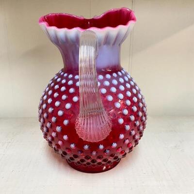 Fenton Cranberry Hobnail 70 oz.  Pitcher