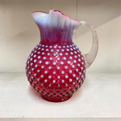 Fenton Cranberry Hobnail 70 oz.  Pitcher
