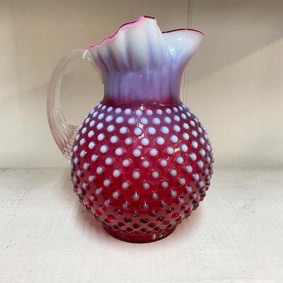 Fenton Cranberry Hobnail 70 oz.  Pitcher