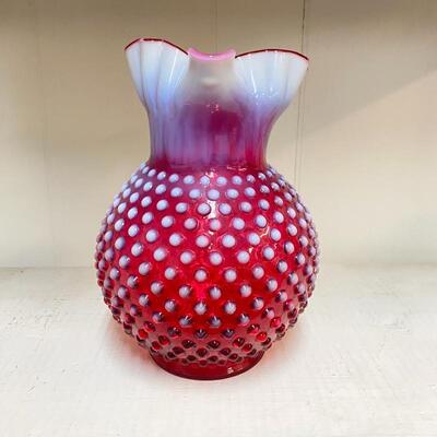 Fenton Cranberry Hobnail 70 oz.  Pitcher