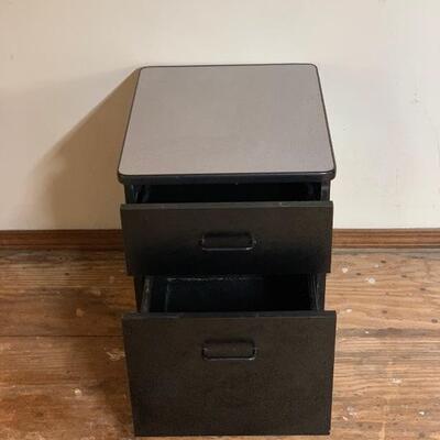 Rolling Black Wood Filing Cabinet with Formica Top