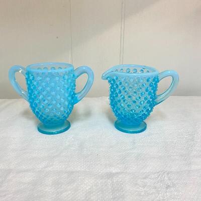 A - Fenton Hobnail Sugar and Creamer