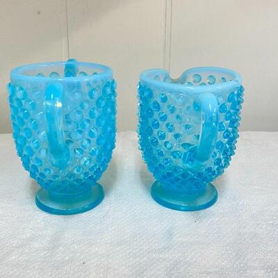 A - Fenton Hobnail Sugar and Creamer