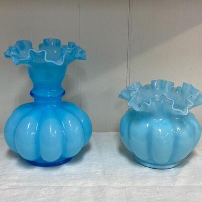 2 Pieces of Fenton - Beautiful Blue Overlay 