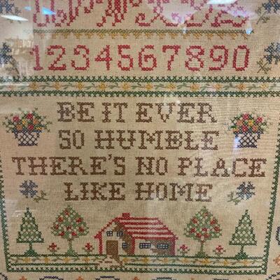 ABC Sampler Hand Cross-Stitched 