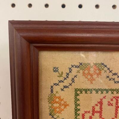 ABC Sampler Hand Cross-Stitched 
