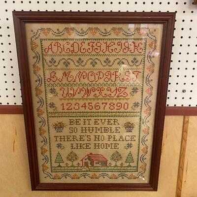 ABC Sampler Hand Cross-Stitched 