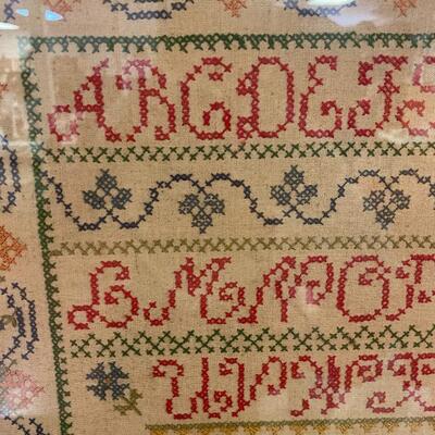 ABC Sampler Hand Cross-Stitched 