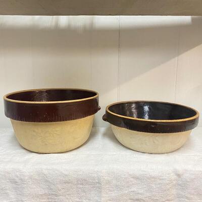 Set of 2 Vintage Crock Bowls