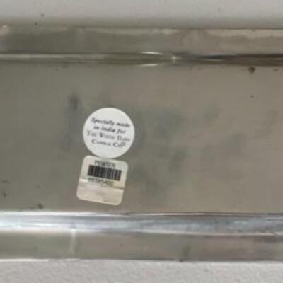 Pewter candle tray, 15â€ long