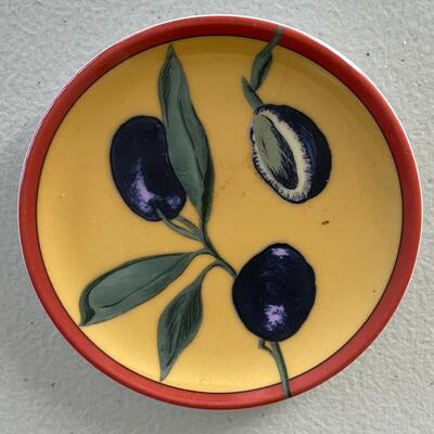 Olive tray and dish, hand painted clay art