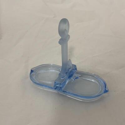 .107. VINTAGE | Nautical Blue Satin Depression Glass Shaker Set | Caddy