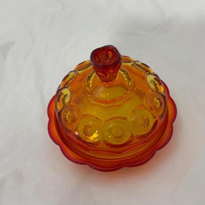 .117. VINTAGE | LE Smith Moon & Stars | Amberina Covered Butter