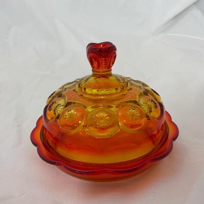 .117. VINTAGE | LE Smith Moon & Stars | Amberina Covered Butter