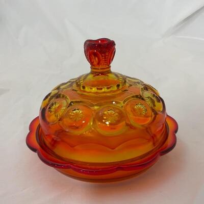 .117. VINTAGE | LE Smith Moon & Stars | Amberina Covered Butter