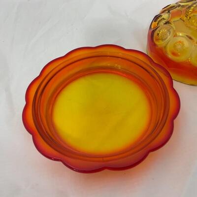 .117. VINTAGE | LE Smith Moon & Stars | Amberina Covered Butter
