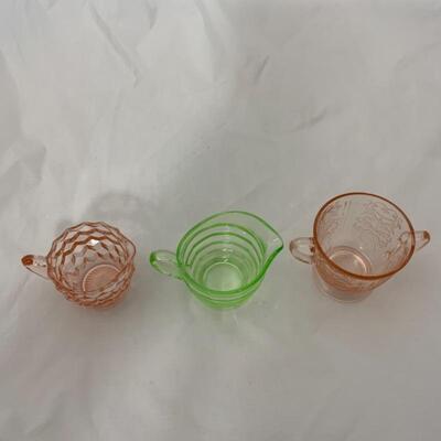 .119. VINTAGE | Three Depression Glass Accessory Pieces