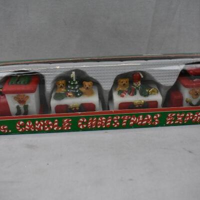 Christmas Decor: 20 Plastic Icicle Ornaments & 4 Bear Train Candles