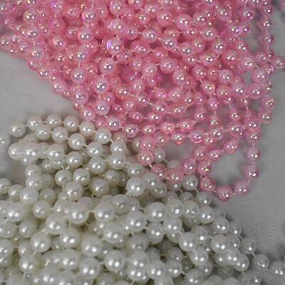 6 pc Beaded Garlands: 3 pink & 3 white (Vintage?) approx 16 feet each