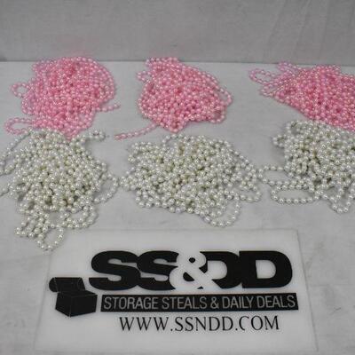 6 pc Beaded Garlands: 3 pink & 3 white (Vintage?) approx 16 feet each