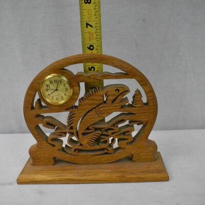 Wooden Fish Cutout Decor with Clock (clock untested)