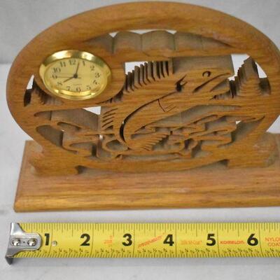 Wooden Fish Cutout Decor with Clock (clock untested)