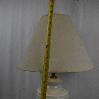 White Ceramic Lamp with Shade  - Works 