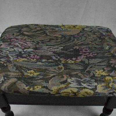 Small Storage Ottoman, Floral Fabric Top 