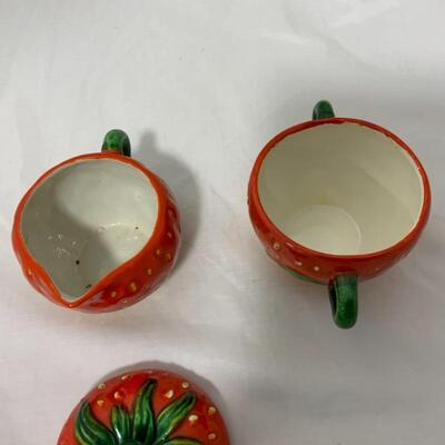 .121. VINTAGE | Rossetti Occ. Japan | Strawberry Sugar and Creamer | Underplate