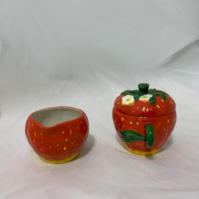 .121. VINTAGE | Rossetti Occ. Japan | Strawberry Sugar and Creamer | Underplate