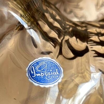 LOT 215  VINTAGE SMOKEY TOPAZ IMPERIAL GLASS VASE w/STICKER