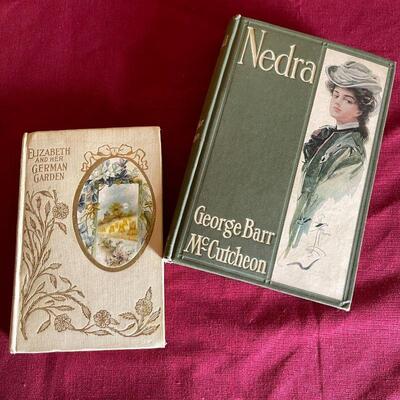 LOT 220  GROUP OF ANTIQUE BOOKS 1900s ROMANCE PICTURE COVERS PLATED CUP LENORE 1897 