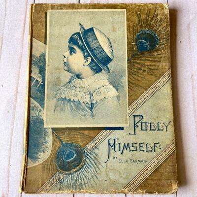 LOT 221  GROUP OF ANTIQUE BOOKS READERS ARITHMATIC POLLY HIMSELF CHRISTMAS BOOK 1897
