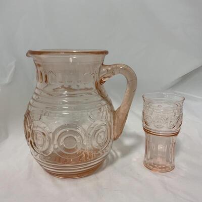 .126. VINTAGE | 1930s Ringed Target | MacBeth Evans Pink Depression Set
