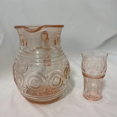 .126. VINTAGE | 1930s Ringed Target | MacBeth Evans Pink Depression Set