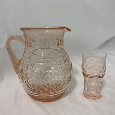 .126. VINTAGE | 1930s Ringed Target | MacBeth Evans Pink Depression Set