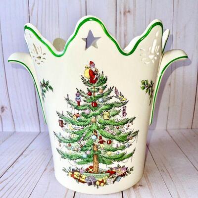 LOT 228  SPODE CHRISTMAS TREE PIERCED WINE COOLER w/BOX 