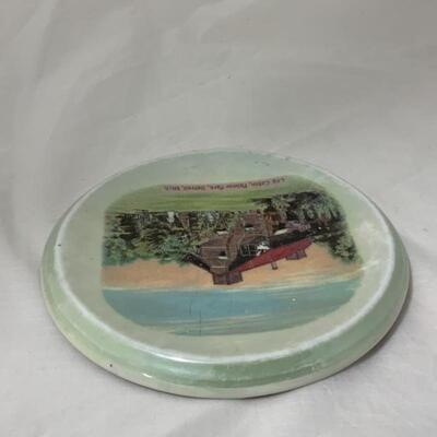 .133. ANTIQUE | Log Cabin Palmer Park | Detroit Michigan | Porcelain Tea Trivet