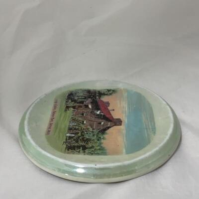 .133. ANTIQUE | Log Cabin Palmer Park | Detroit Michigan | Porcelain Tea Trivet