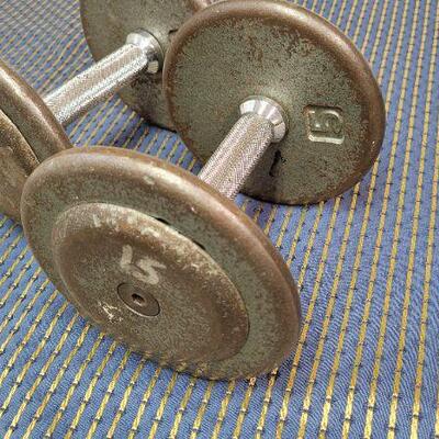 Lot 1273: Vintage 15lb Dumbells 