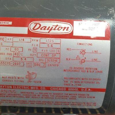 Lot 1301: Vintage DAYTON 1/4 HP Motor TESTED A+