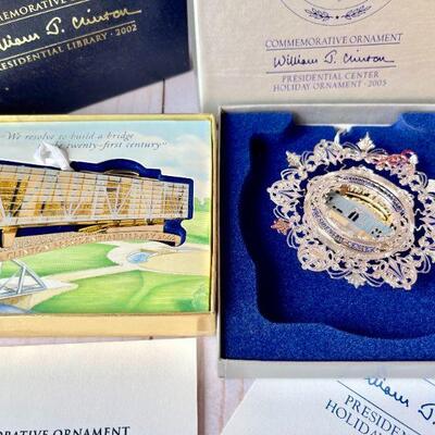 LOT 231  CHRISTMAS ORNAMENTS FROM PRESIDENT CLINTON LIBRARY & PRESIDENTIAL CENTER