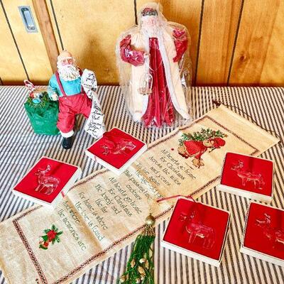 LOT 240  VINTAGE CHRISTMAS GROUP HOLLY HOBBIE SANTAS OREFORS REINDEER ORNAMENTS 